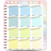 PLR Digital Stickers 324 Pastel Sticky Note Ultimate Sticker Book Vertical