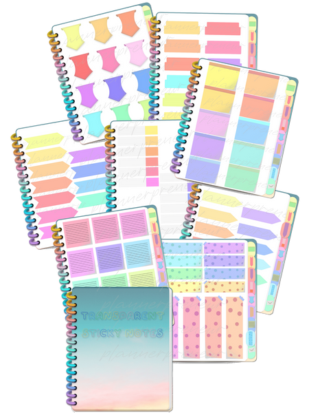 PLR Digital Sticker Book PLR Stickers Rainbow Transparent Necessities Sticker Book (92 Stickers)